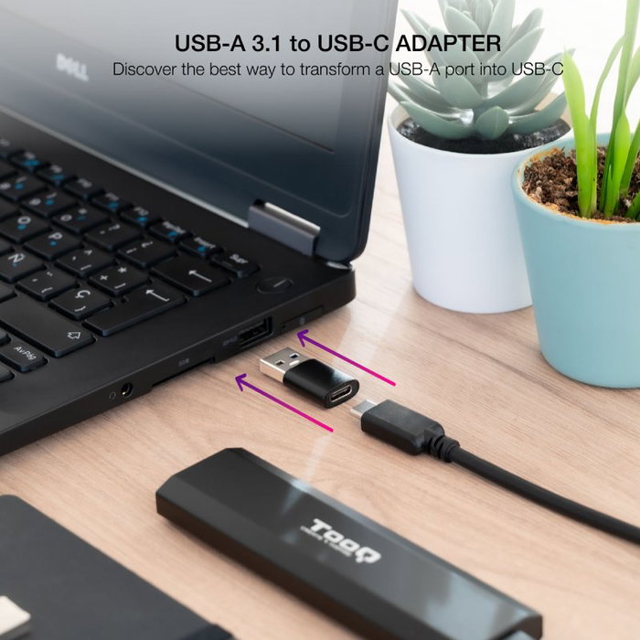 NANO CABLE Adaptador USB-A a USB-C 3.1 Negro